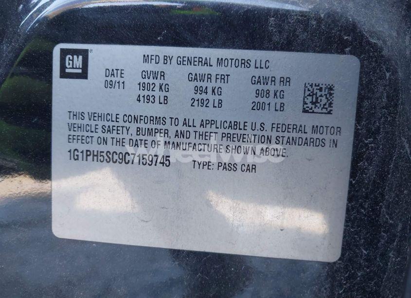 Photo 9 of 2012 Chevrolet Cruze LTZ (VIN 1G1PH5SC9C7159745)