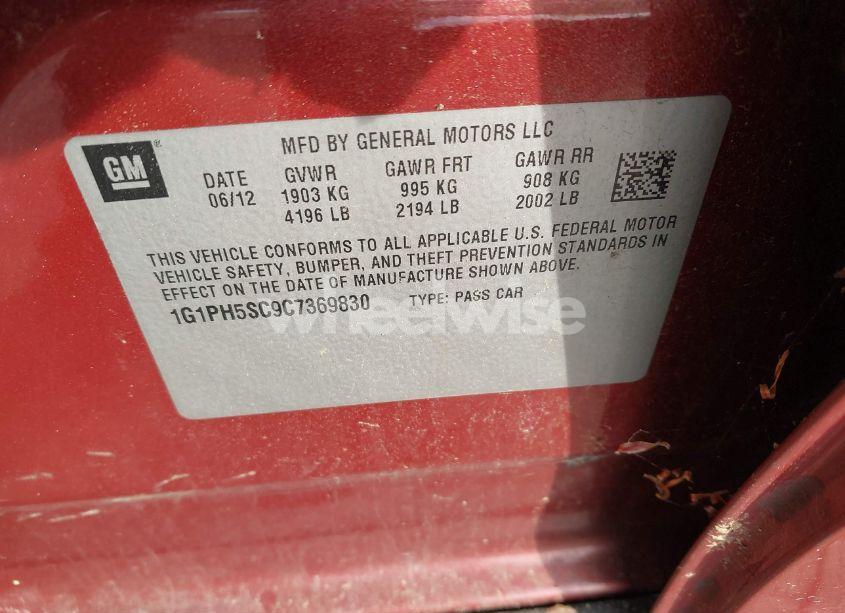 Photo 9 of 2012 Chevrolet Cruze LTZ (VIN 1G1PH5SC9C7369830)