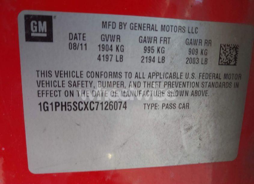 Photo 9 of 2012 Chevrolet Cruze LTZ (VIN 1G1PH5SCXC7126074)