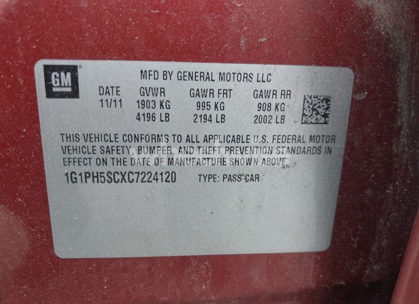 Photo 9 of 2012 Chevrolet Cruze LTZ (VIN 1G1PH5SCXC7224120)