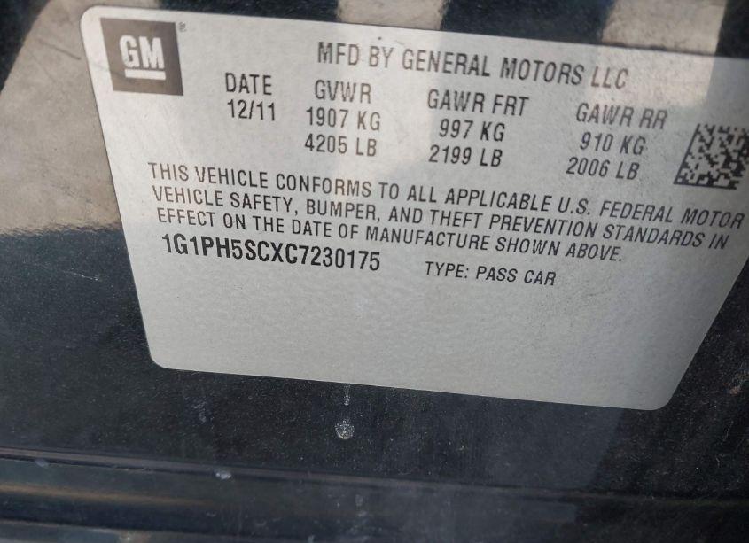 Photo 9 of 2012 Chevrolet Cruze LTZ (VIN 1G1PH5SCXC7230175)