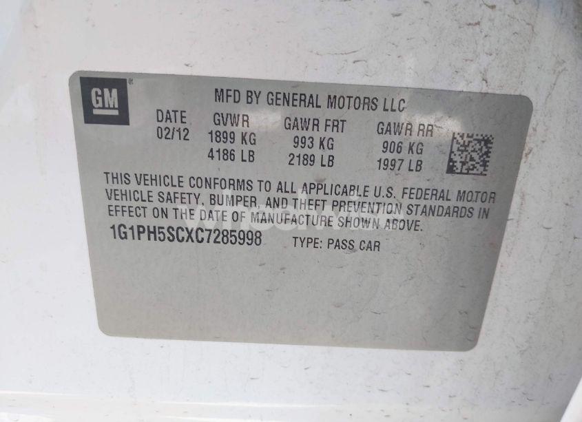 Photo 9 of 2012 Chevrolet Cruze LTZ (VIN 1G1PH5SCXC7285998)