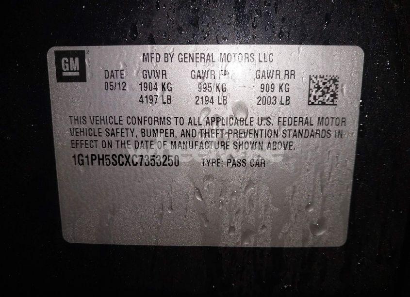 Photo 9 of 2012 Chevrolet Cruze LTZ (VIN 1G1PH5SCXC7353250)