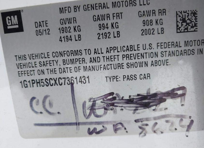Photo 9 of 2012 Chevrolet Cruze LTZ (VIN 1G1PH5SCXC7361431)