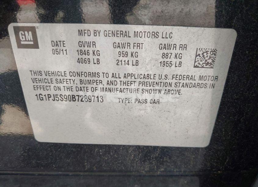 Photo 9 of 2011 Chevrolet Cruze ECO (VIN 1G1PJ5S90B7289713)