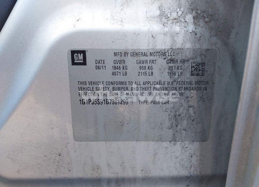 Photo 9 of 2011 Chevrolet Cruze ECO (VIN 1G1PJ5S91B7301299)