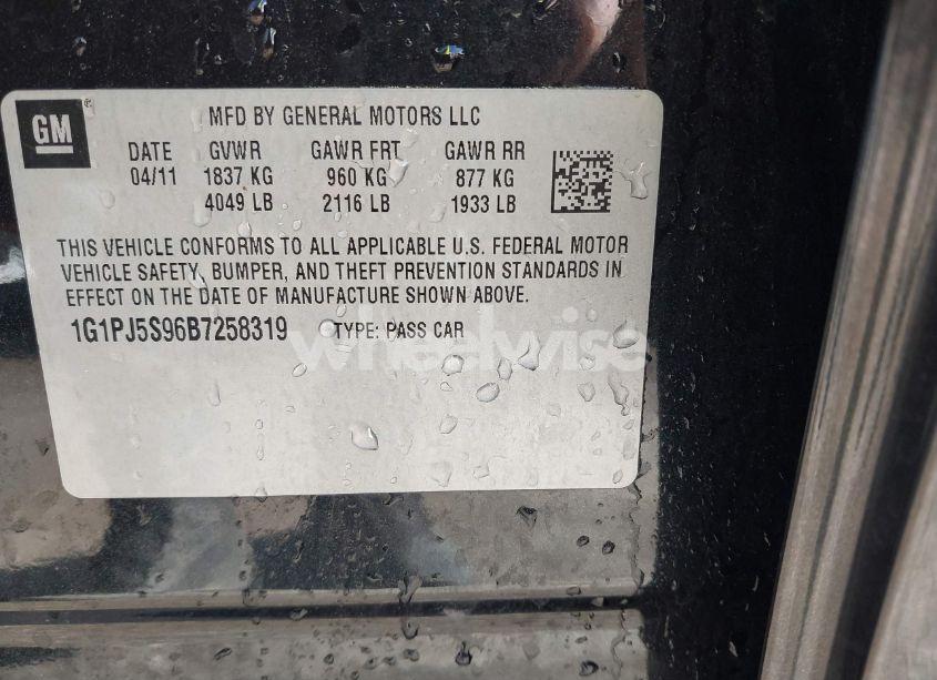 Photo 9 of 2011 Chevrolet Cruze ECO (VIN 1G1PJ5S96B7258319)