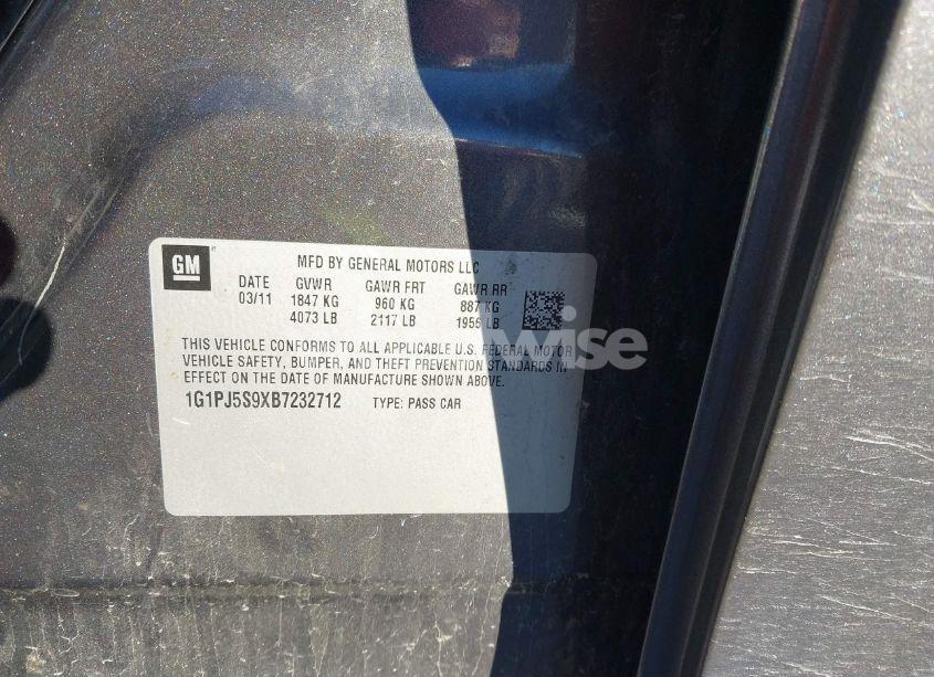 Photo 9 of 2011 Chevrolet Cruze ECO (VIN 1G1PJ5S9XB7232712)