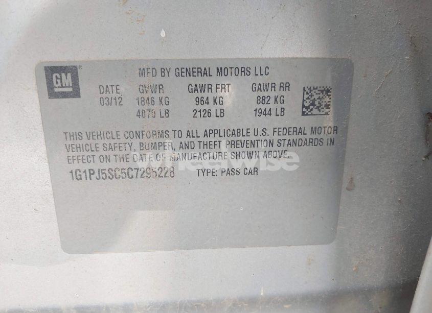 Photo 9 of 2012 Chevrolet Cruze ECO (VIN 1G1PJ5SC5C7295228)