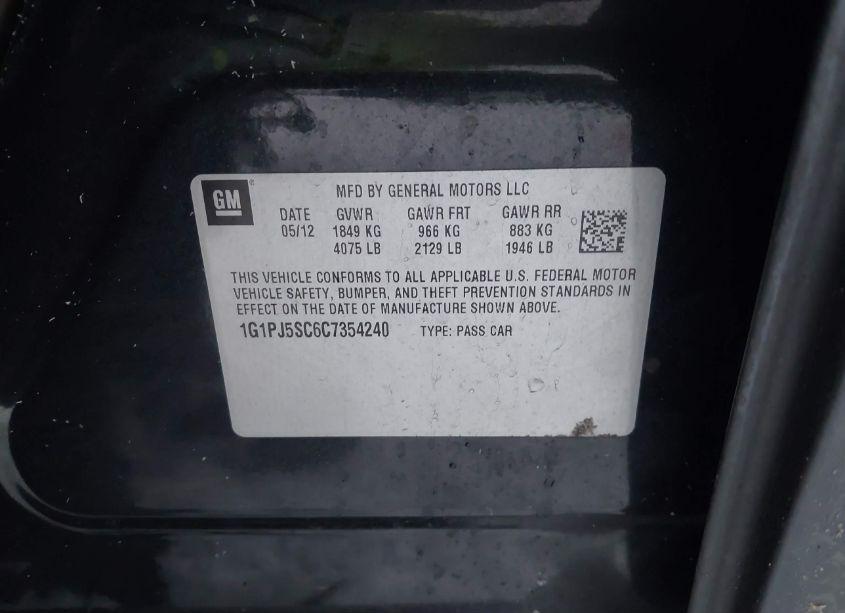 Photo 9 of 2012 Chevrolet Cruze ECO (VIN 1G1PJ5SC6C7354240)