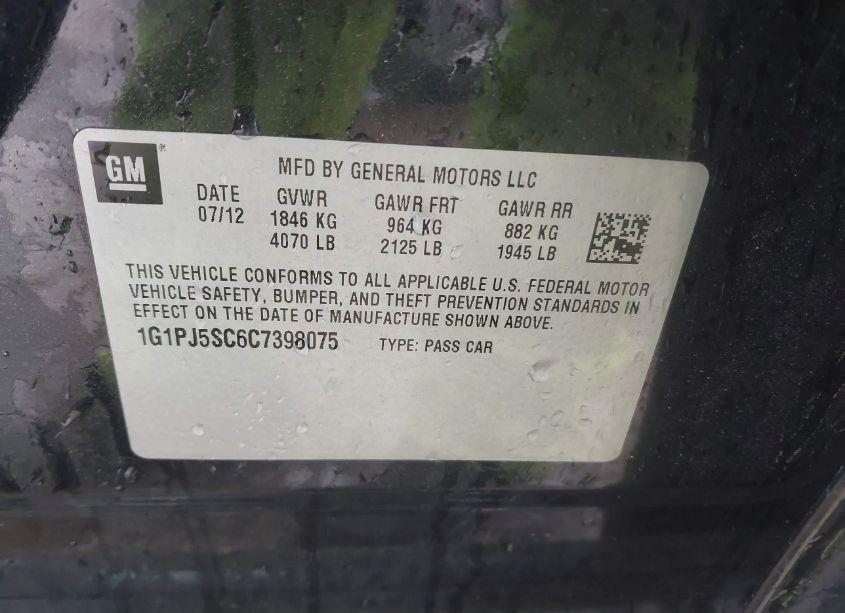 Photo 9 of 2012 Chevrolet Cruze ECO (VIN 1G1PJ5SC6C7398075)