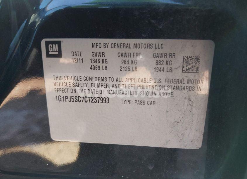 Photo 9 of 2012 Chevrolet Cruze ECO (VIN 1G1PJ5SC7C7237993)