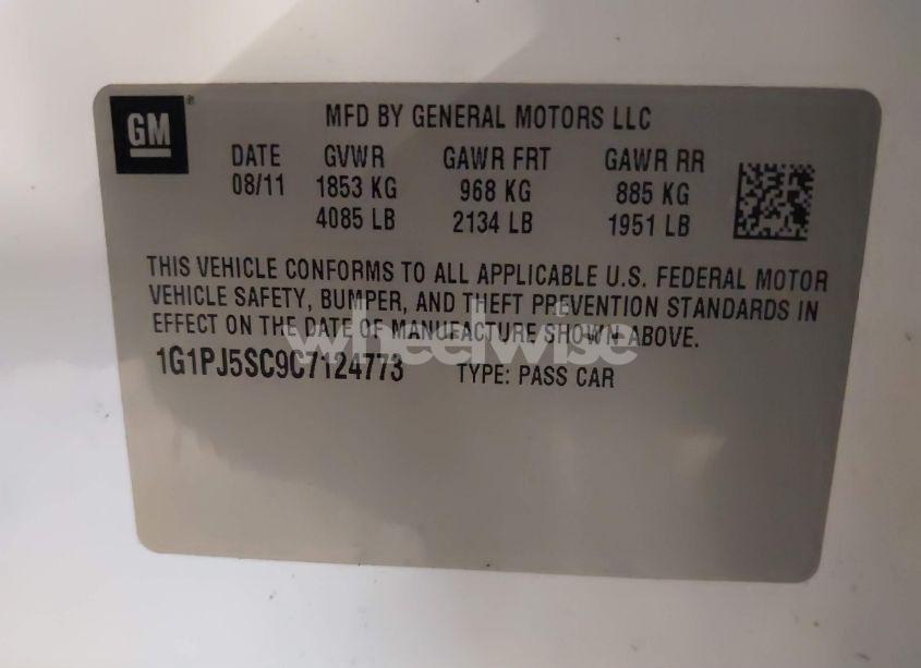 Photo 9 of 2012 Chevrolet Cruze ECO (VIN 1G1PJ5SC9C7124773)