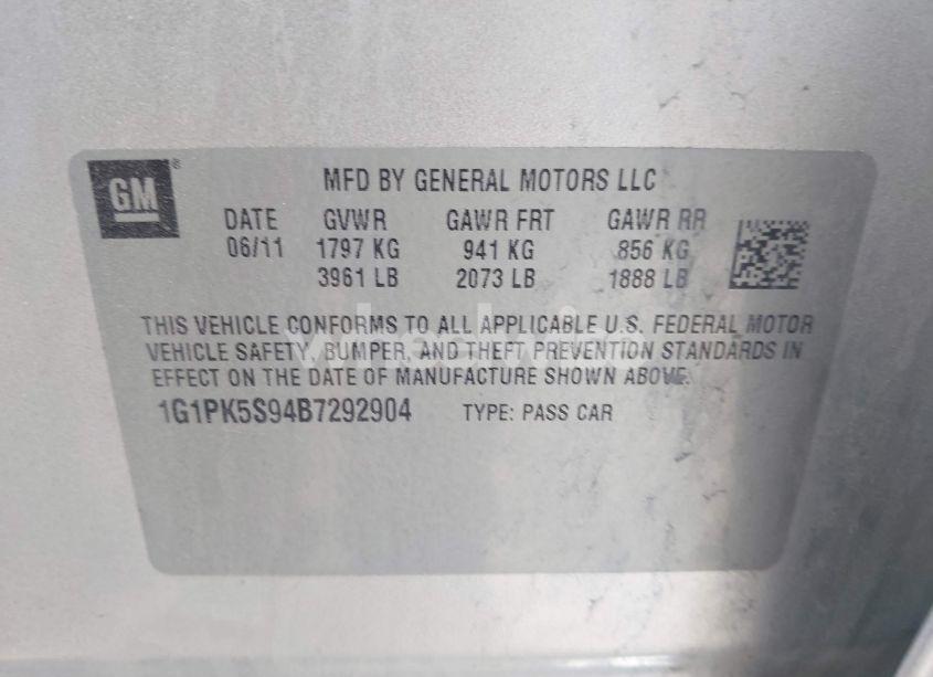 Photo 9 of 2011 Chevrolet Cruze ECO (VIN 1G1PK5S94B7292904)