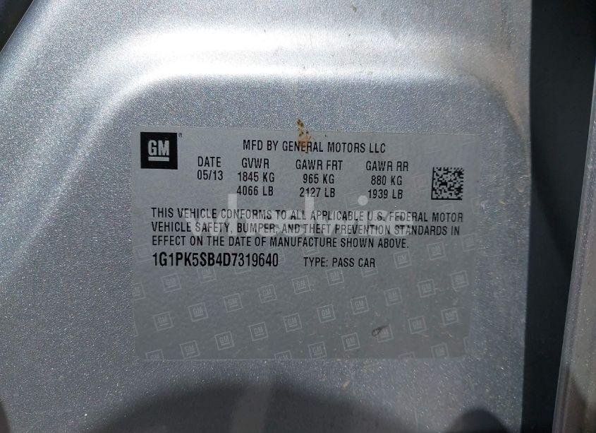 Photo 9 of 2013 Chevrolet Cruze LT (VIN 1G1PK5SB4D7319640)