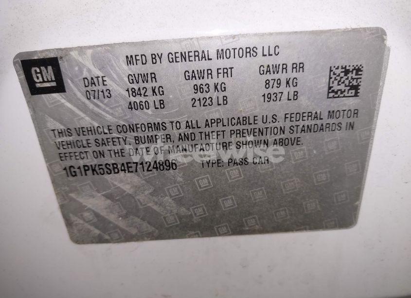 Photo 9 of 2014 Chevrolet Cruze LT (VIN 1G1PK5SB4E7124896)