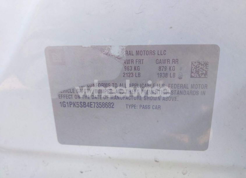 Photo 9 of 2014 Chevrolet Cruze LT (VIN 1G1PK5SB4E7358682)