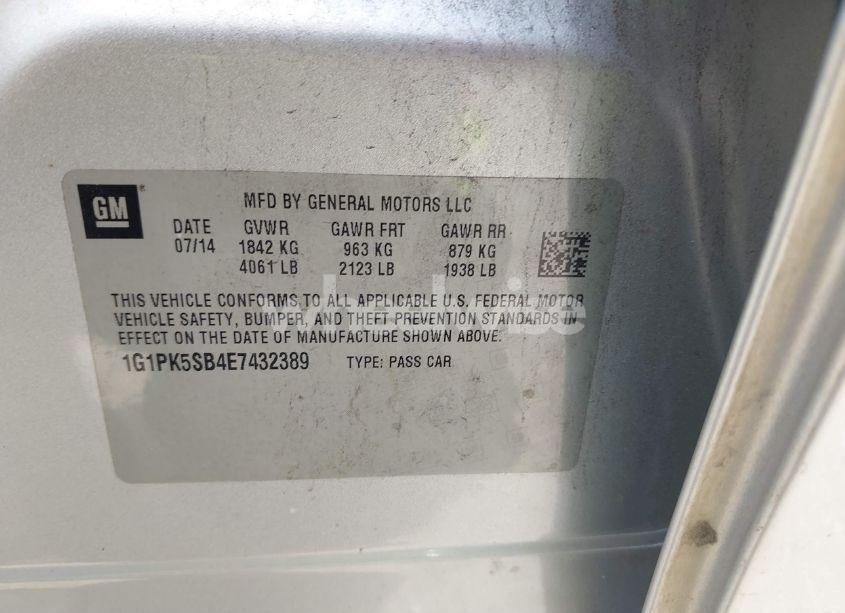 Photo 9 of 2014 Chevrolet Cruze LT (VIN 1G1PK5SB4E7432389)