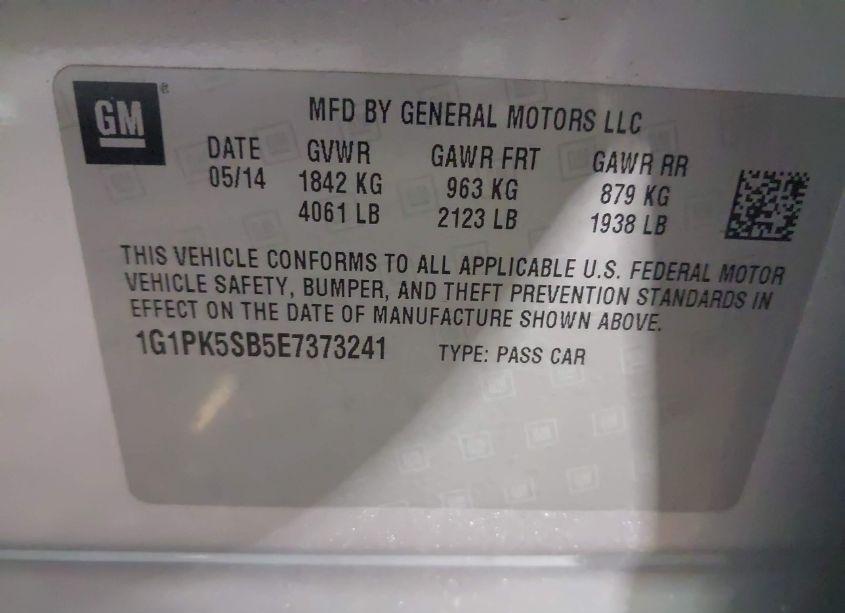 Photo 9 of 2014 Chevrolet Cruze LT (VIN 1G1PK5SB5E7373241)