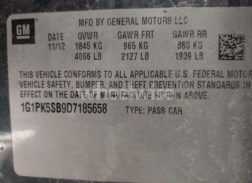 Photo 9 of 2013 Chevrolet Cruze LT (VIN 1G1PK5SB9D7185658)