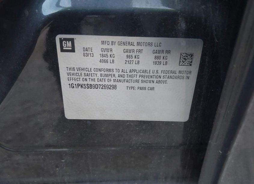 Photo 9 of 2013 Chevrolet Cruze LT (VIN 1G1PK5SB9D7269298)