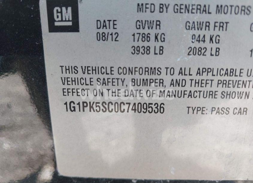 Photo 9 of 2012 Chevrolet Cruze ECO (VIN 1G1PK5SC0C7409536)