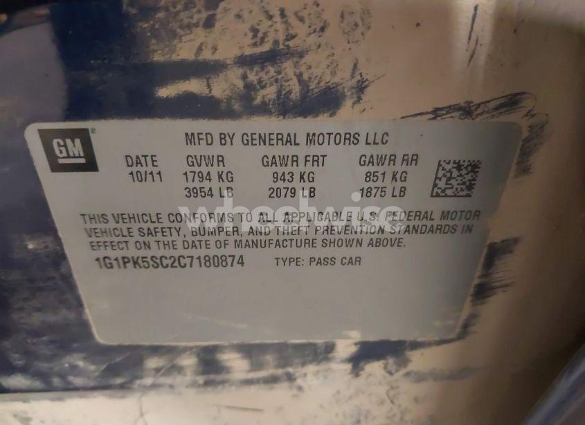 Photo 9 of 2012 Chevrolet Cruze ECO (VIN 1G1PK5SC2C7180874)