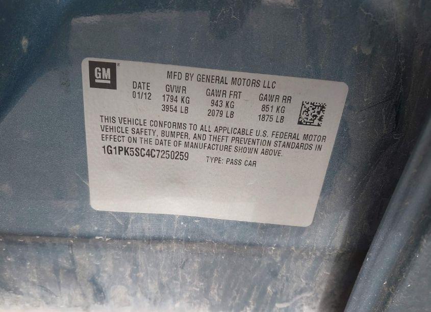 Photo 9 of 2012 Chevrolet Cruze ECO (VIN 1G1PK5SC4C7250259)
