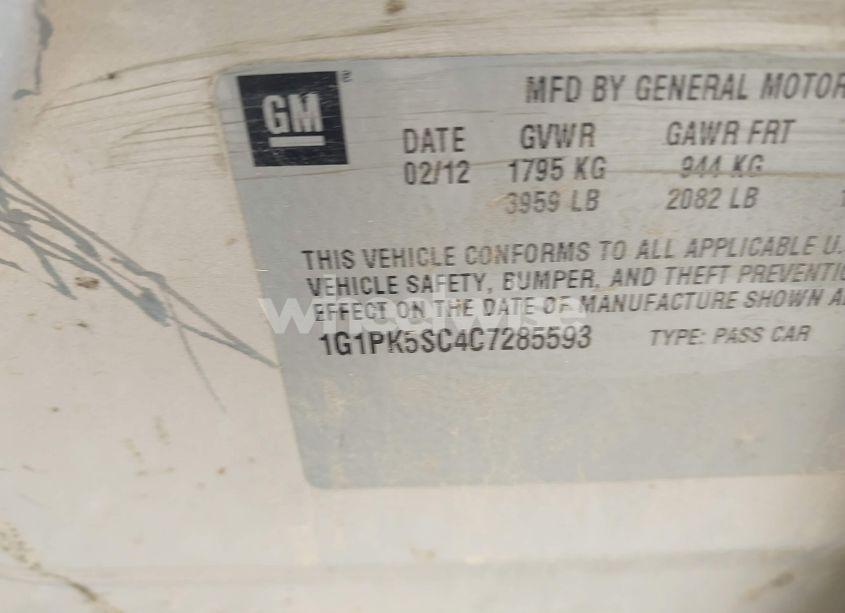 Photo 9 of 2012 Chevrolet Cruze ECO (VIN 1G1PK5SC4C7285593)