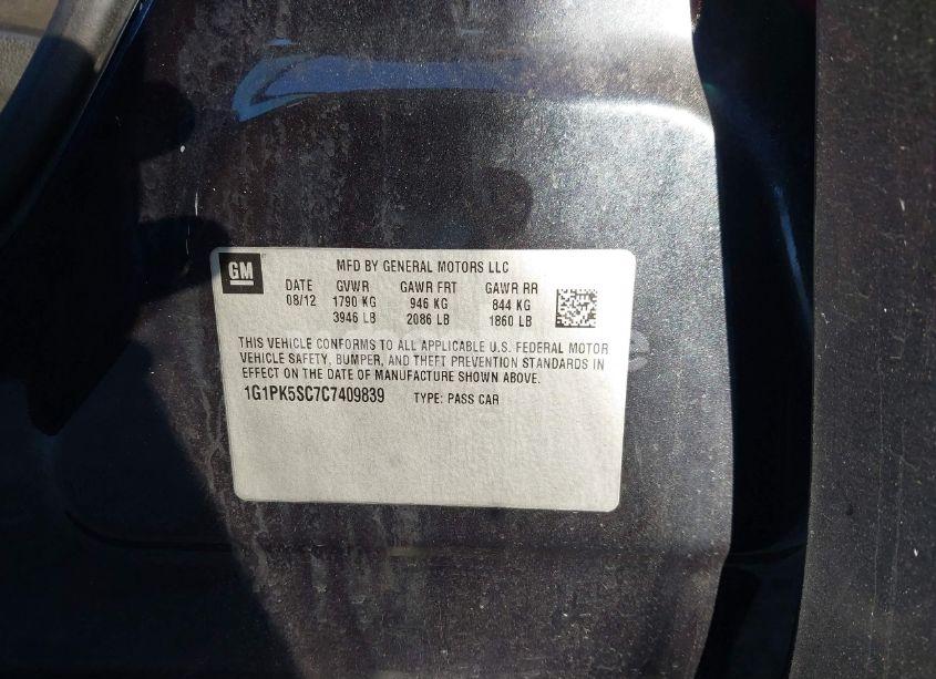 Photo 9 of 2012 Chevrolet Cruze ECO (VIN 1G1PK5SC7C7409839)