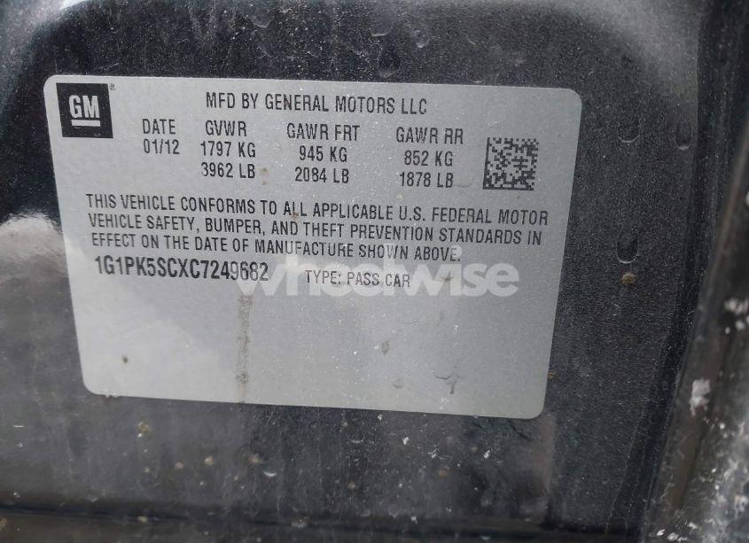 Photo 9 of 2012 Chevrolet Cruze ECO (VIN 1G1PK5SCXC7249682)