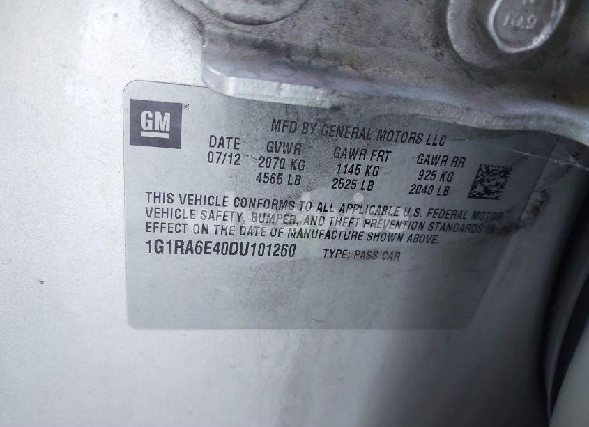 Photo 9 of 2013 Chevrolet Volt (VIN 1G1RA6E40DU101260)