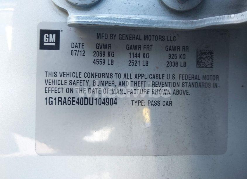 Photo 9 of 2013 Chevrolet Volt (VIN 1G1RA6E40DU104904)