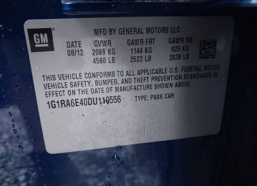 Photo 9 of 2013 Chevrolet Volt (VIN 1G1RA6E40DU110556)