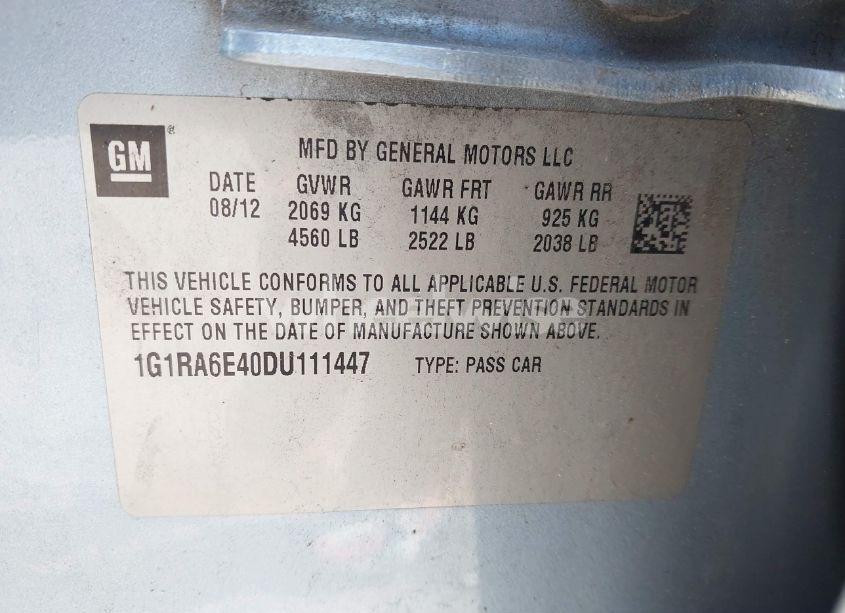 Photo 9 of 2013 Chevrolet Volt (VIN 1G1RA6E40DU111447)