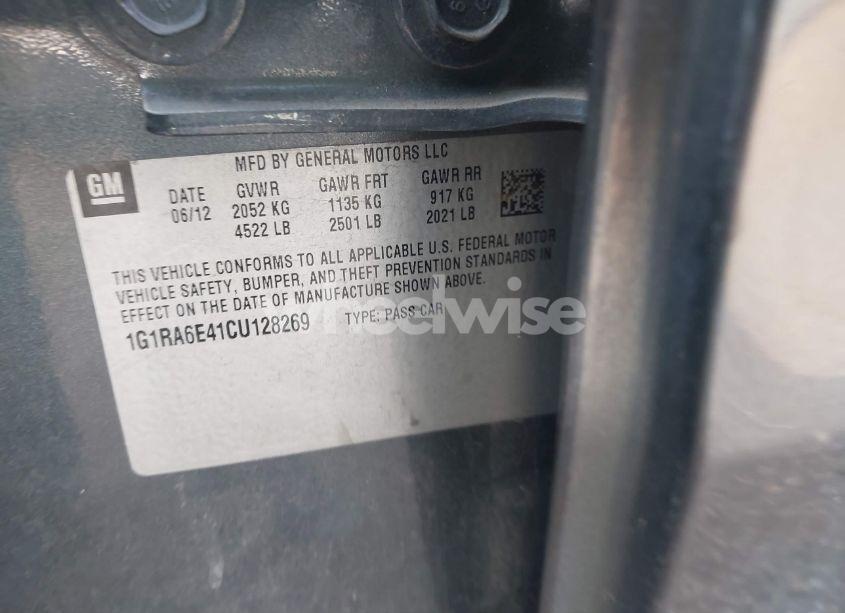 Photo 9 of 2012 Chevrolet Volt (VIN 1G1RA6E41CU128269)