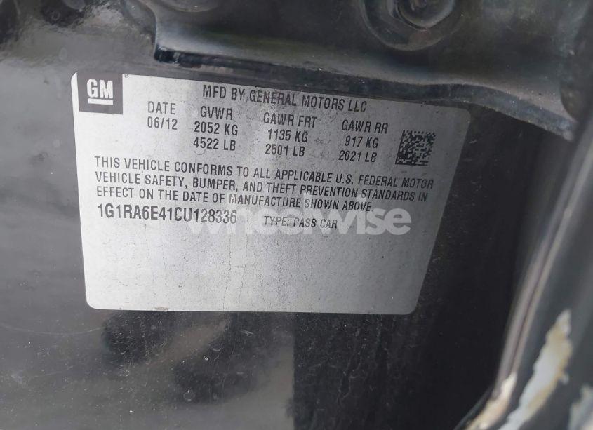 Photo 9 of 2012 Chevrolet Volt (VIN 1G1RA6E41CU128336)