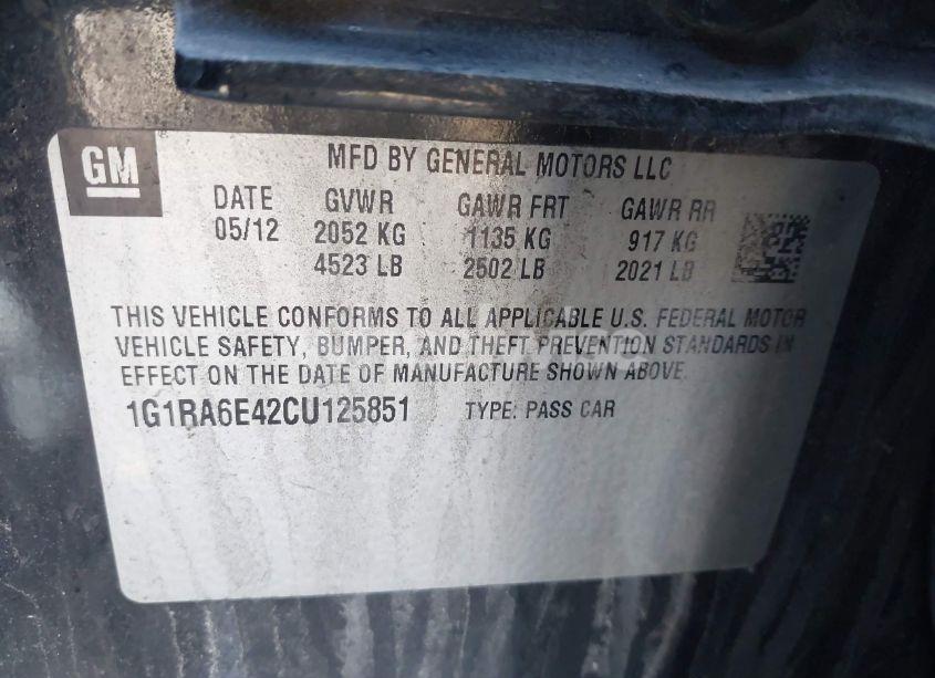 Photo 9 of 2012 Chevrolet Volt (VIN 1G1RA6E42CU125851)