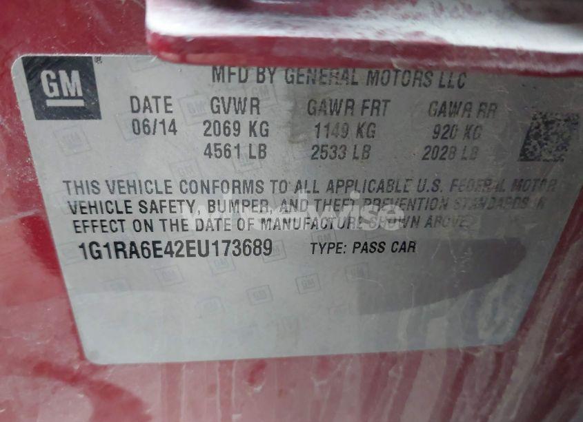 Photo 9 of 2014 Chevrolet Volt (VIN 1G1RA6E42EU173689)