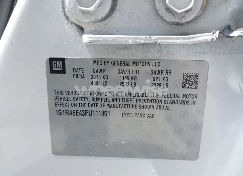 Photo 9 of 2015 Chevrolet Volt (VIN 1G1RA6E43FU111851)