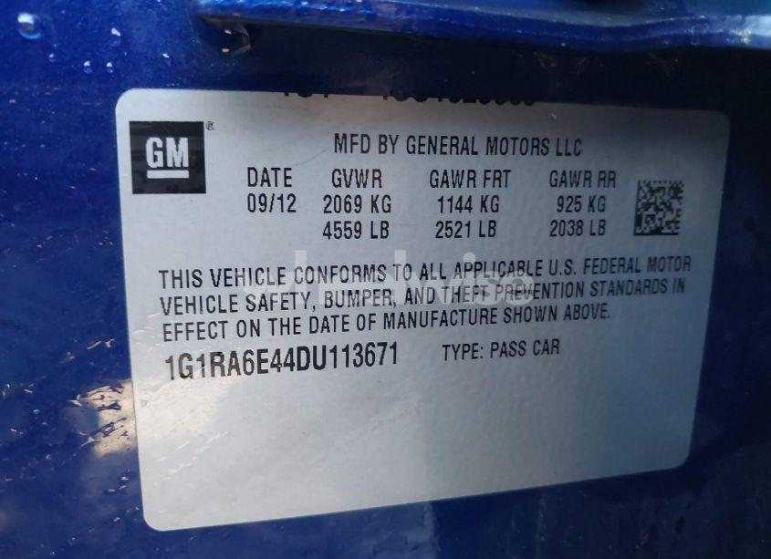 Photo 9 of 2013 Chevrolet Volt (VIN 1G1RA6E44DU113671)