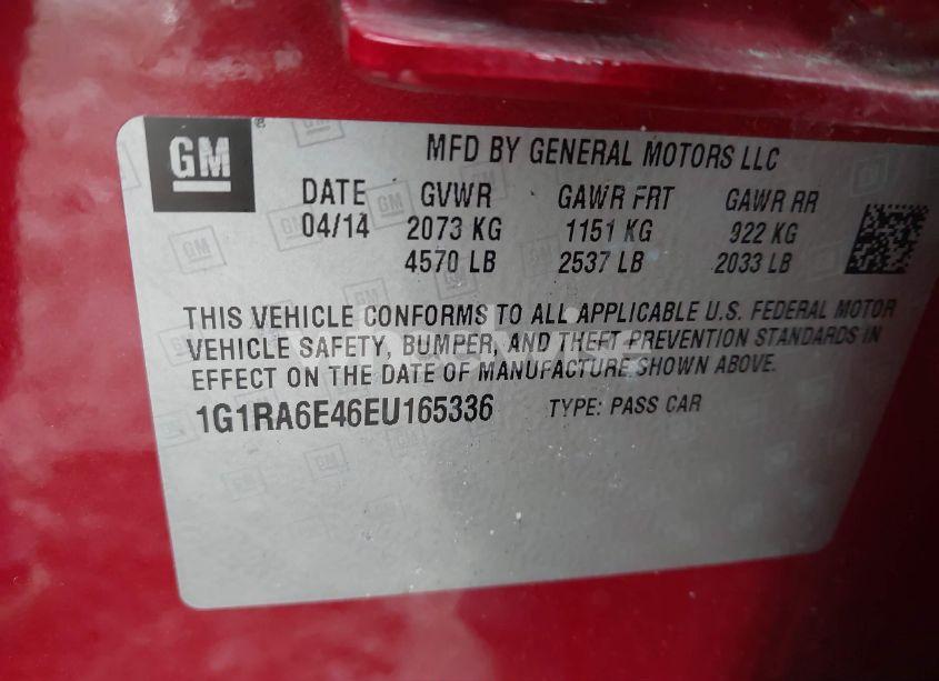 Photo 9 of 2014 Chevrolet Volt (VIN 1G1RA6E46EU165336)