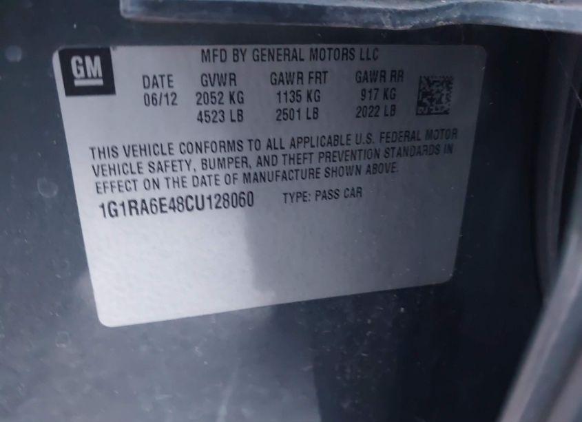 Photo 9 of 2012 Chevrolet Volt (VIN 1G1RA6E48CU128060)