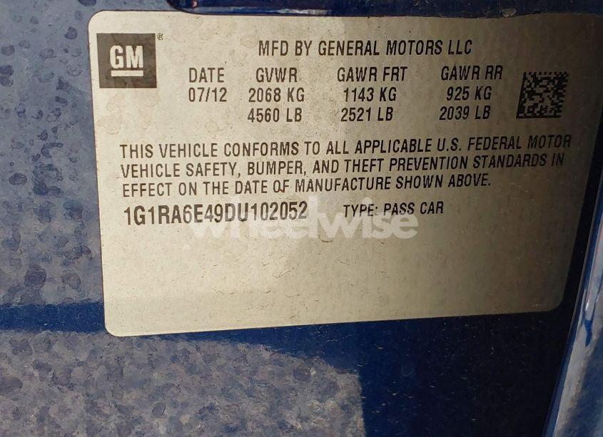 Photo 9 of 2013 Chevrolet Volt (VIN 1G1RA6E49DU102052)