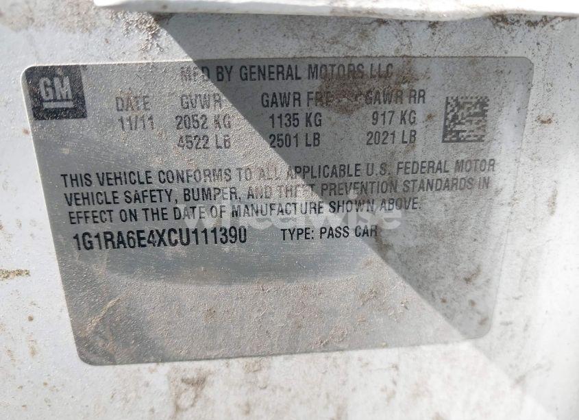 Photo 9 of 2012 Chevrolet Volt (VIN 1G1RA6E4XCU111390)