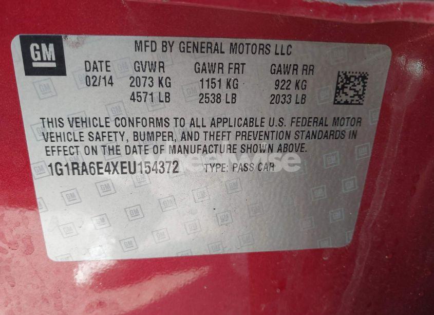 Photo 9 of 2014 Chevrolet Volt (VIN 1G1RA6E4XEU154372)