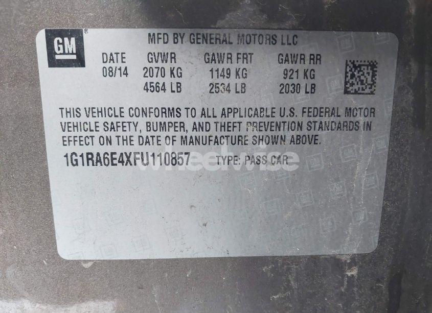 Photo 9 of 2015 Chevrolet Volt (VIN 1G1RA6E4XFU110857)