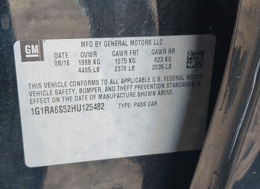 Photo 9 of 2017 Chevrolet Volt LT (VIN 1G1RA6S52HU125482)