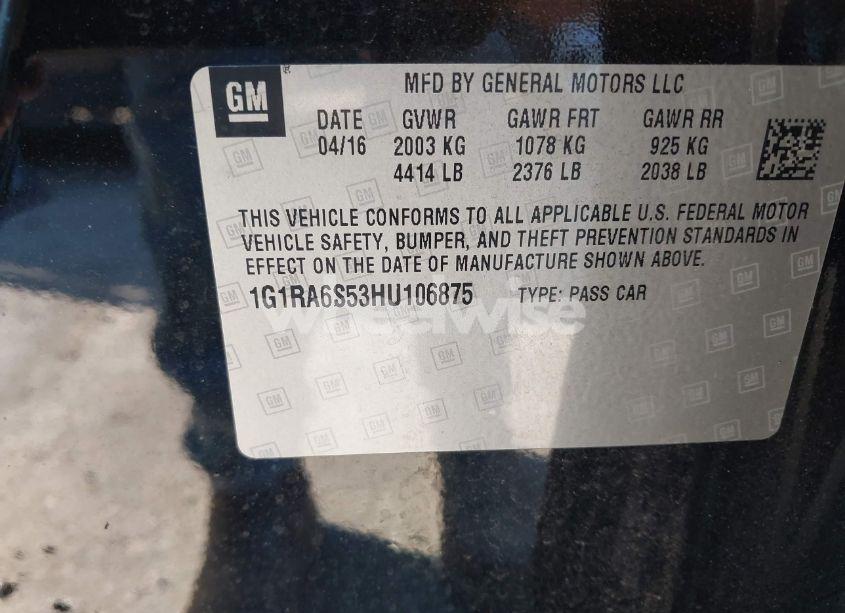 Photo 9 of 2017 Chevrolet Volt LT (VIN 1G1RA6S53HU106875)