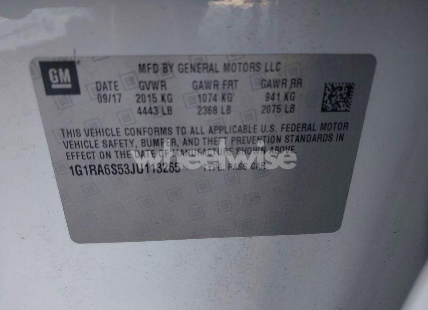 Photo 9 of 2018 Chevrolet Volt LT (VIN 1G1RA6S53JU113265)